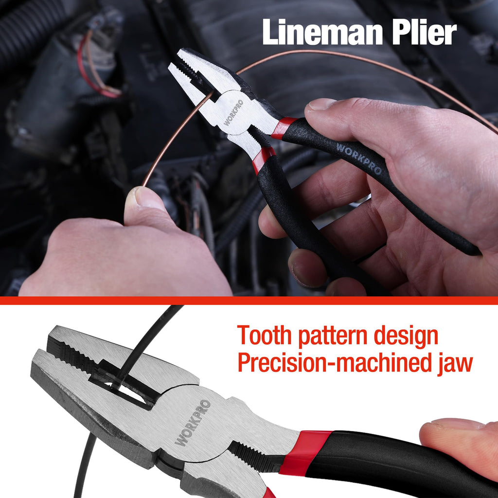 WORKPRO 7-Piece Pliers Set, Groove Joint, Long Nose & Diagonal