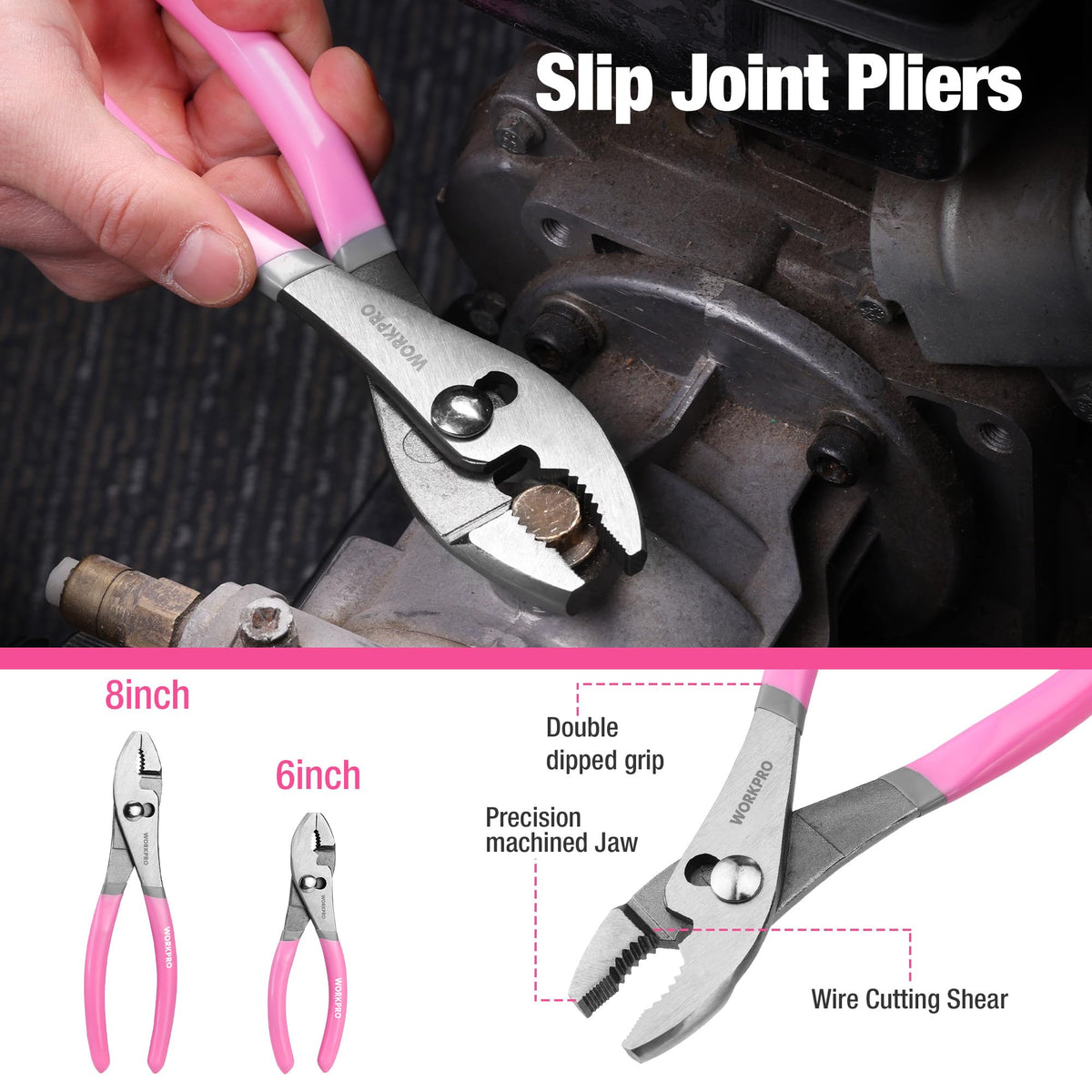 WORKPRO 7-Piece Pliers Set, Groove Joint, Long Nose & Diagonal
