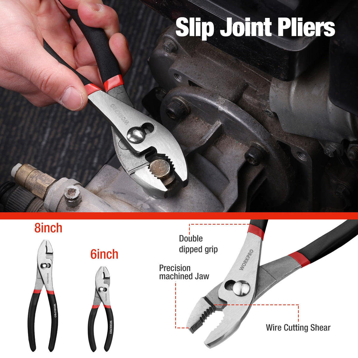 WORKPRO 7-Piece Pliers Set, Groove Joint, Long Nose & Diagonal