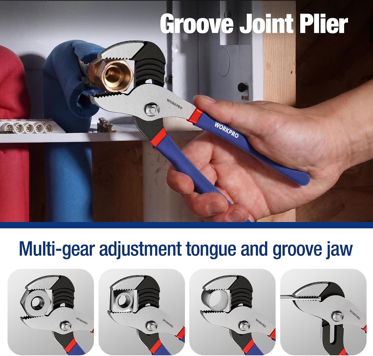 WORKPRO 7-Piece Pliers Set, Groove Joint, Long Nose & Diagonal